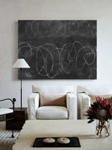 minimalist line painting black and white line art framed for living room decor
