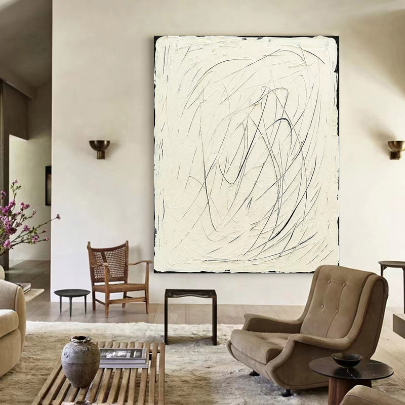 black and white minimalist painting framed large black and white abstract minimalist line canvas art