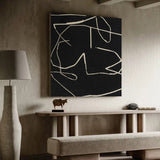 large beige black minimalist line wall art framed minimalist canvas painting acrylic