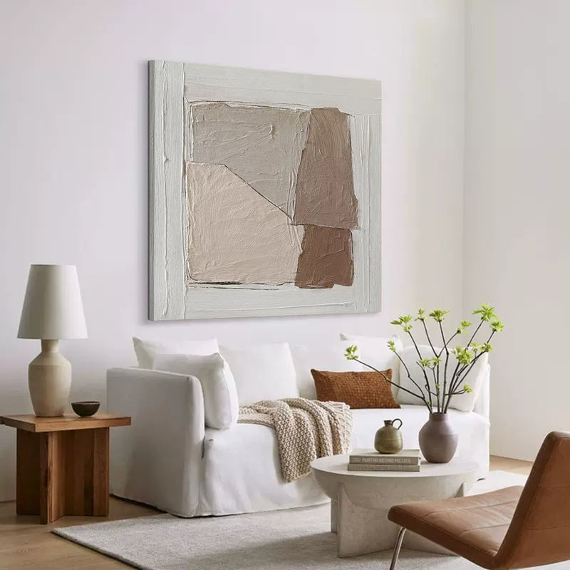 neutral abstract minimalist art textured minimalist geometric painting acrylic for bedroom