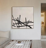 black and white abstract minimalist line art contemporary minimalist painting