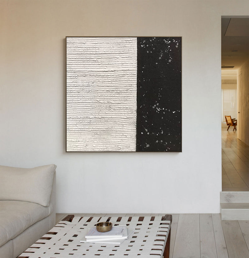 black and white minimalist painting texture abstract minimalist art for living room