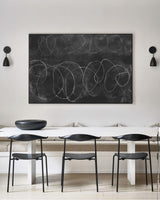 minimalist line painting black and white line art framed for living room decor