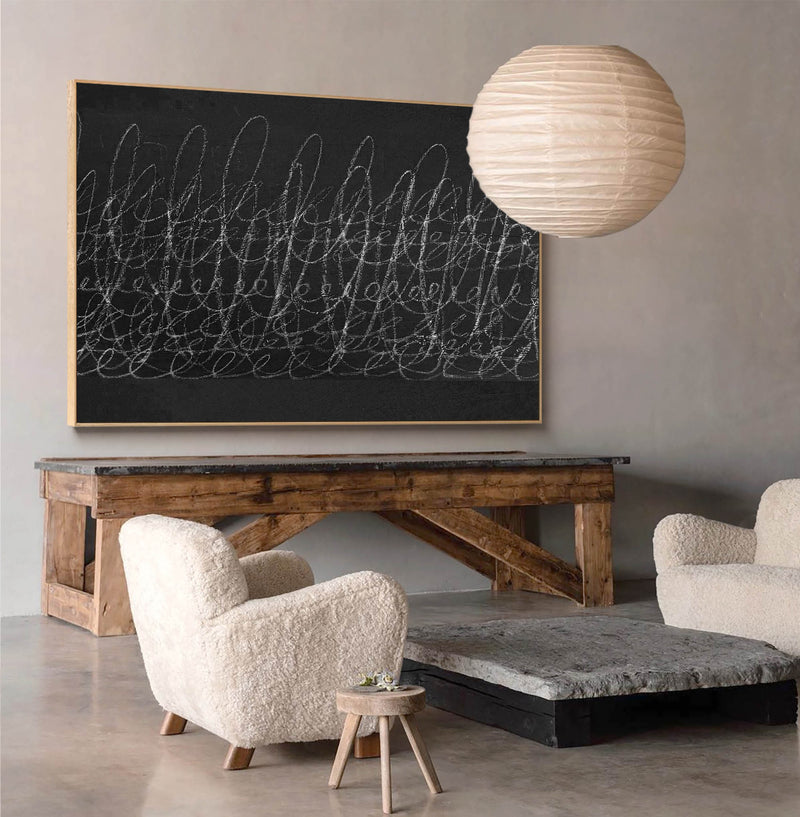 black and white minimalist painting acrylic framed minimal art painting minimal line art