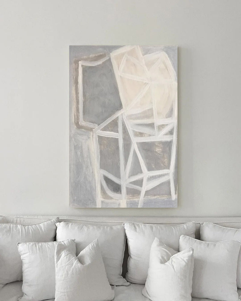 geometric minimalist abstract art minimal art painting gray and white minimalist canvas painting