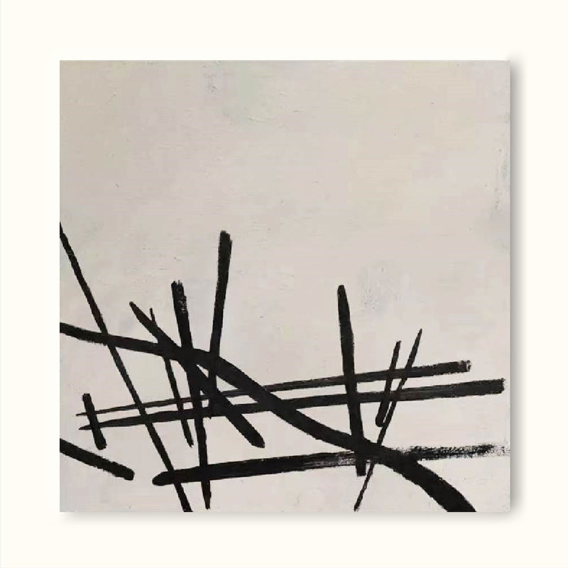 black and white abstract minimalist line art contemporary minimalist painting