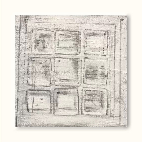grey and white minimalist geometric abstract painting on canvas for living room