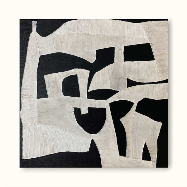 texture black and white geometric minimalist abstract art minimal acrylic painting