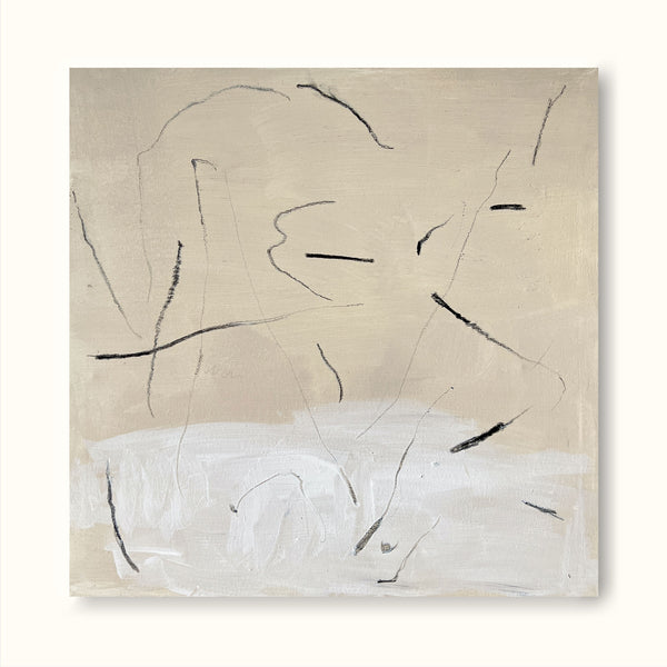 abstract minimalist line art framed beige minimalist painting acrylic contemporary minimalist painting