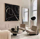 minimalist canvas painting acrylic black and beige modern minimalist wall art framed