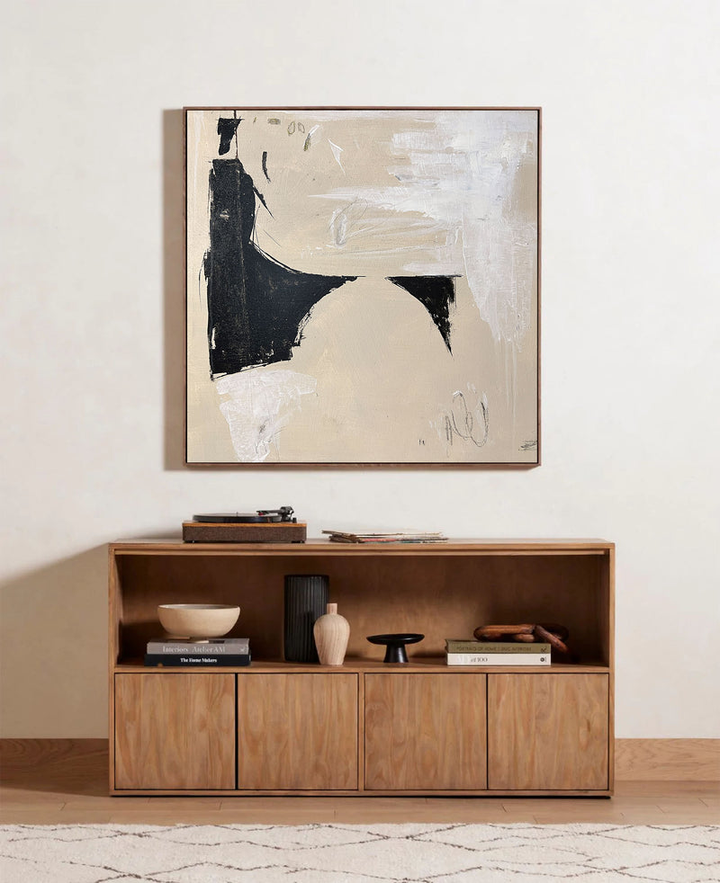 Contemporary Minimalist Art Abstract Minimalist Wall Art Beige Minimalist  Painting Framed