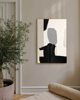 neutral minimalist wall painting black and beige minimalist geometric art