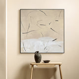 abstract minimalist line art framed beige minimalist painting acrylic contemporary minimalist painting
