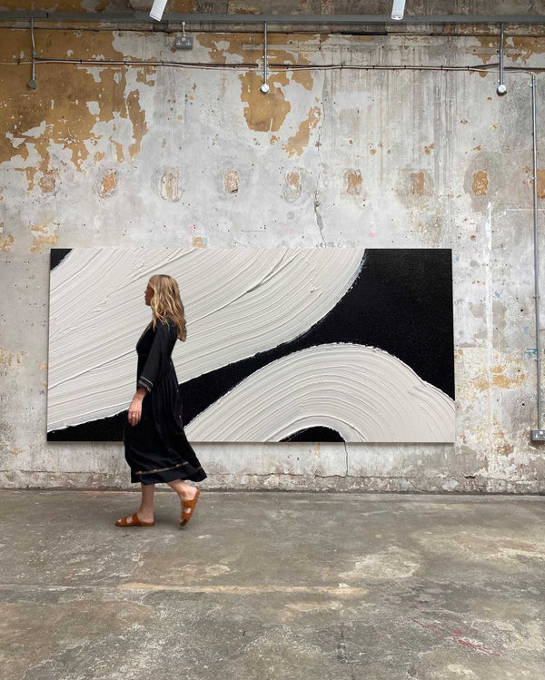 large black and white minimalist painting oversized minimal wall art contemporary minimalist art