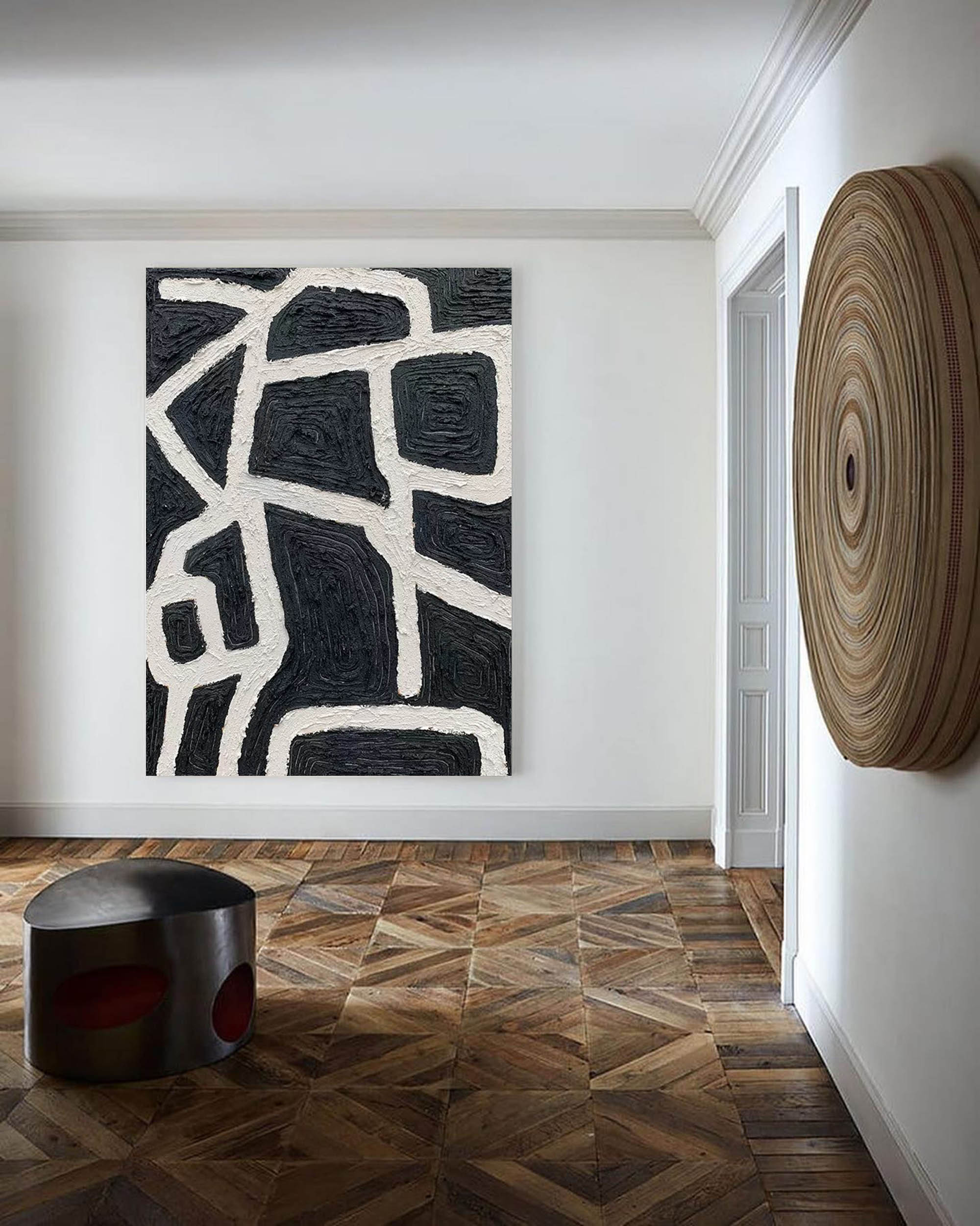 black and white minimalist painting framed large texture minimal painting canvas minimalist art 
