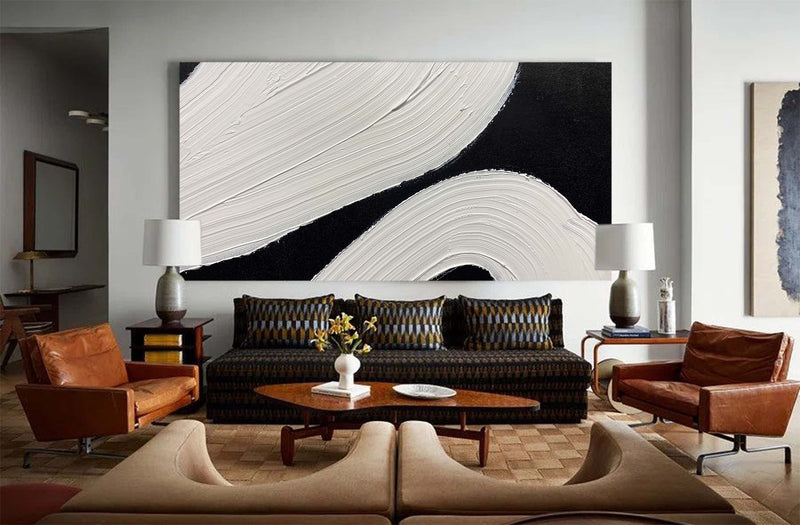 large black and white minimalist painting oversized minimal wall art contemporary minimalist art