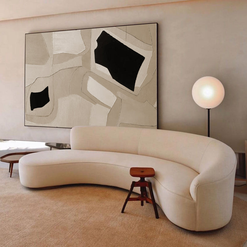 beige black and white modern minimalist painting oversized textured minimalist art minimalist large wall art
